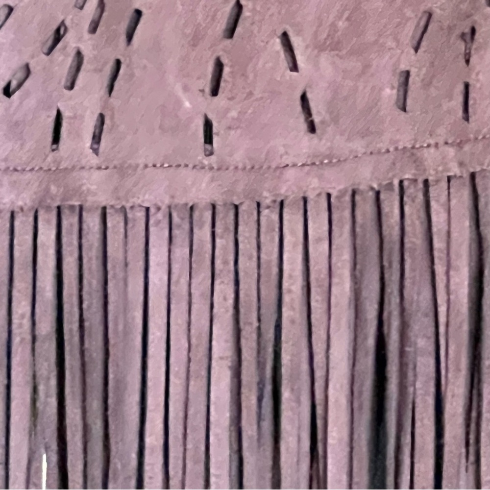 Reba Brown Suede Faux Wrap Skirt With Fringe - Size - XL - Picture 4 of 4